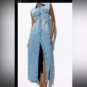 Zara long denim dress size small